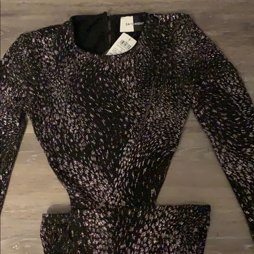 Black sparkly long sleeve jumpsuit from Windsor